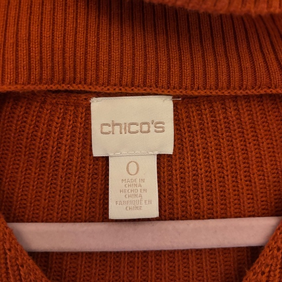Chico’s Burnt Orange Cutout Turtleneck Flared Sleeve Sweater Size 0 (S/M) Boho - Picture 2 of 9